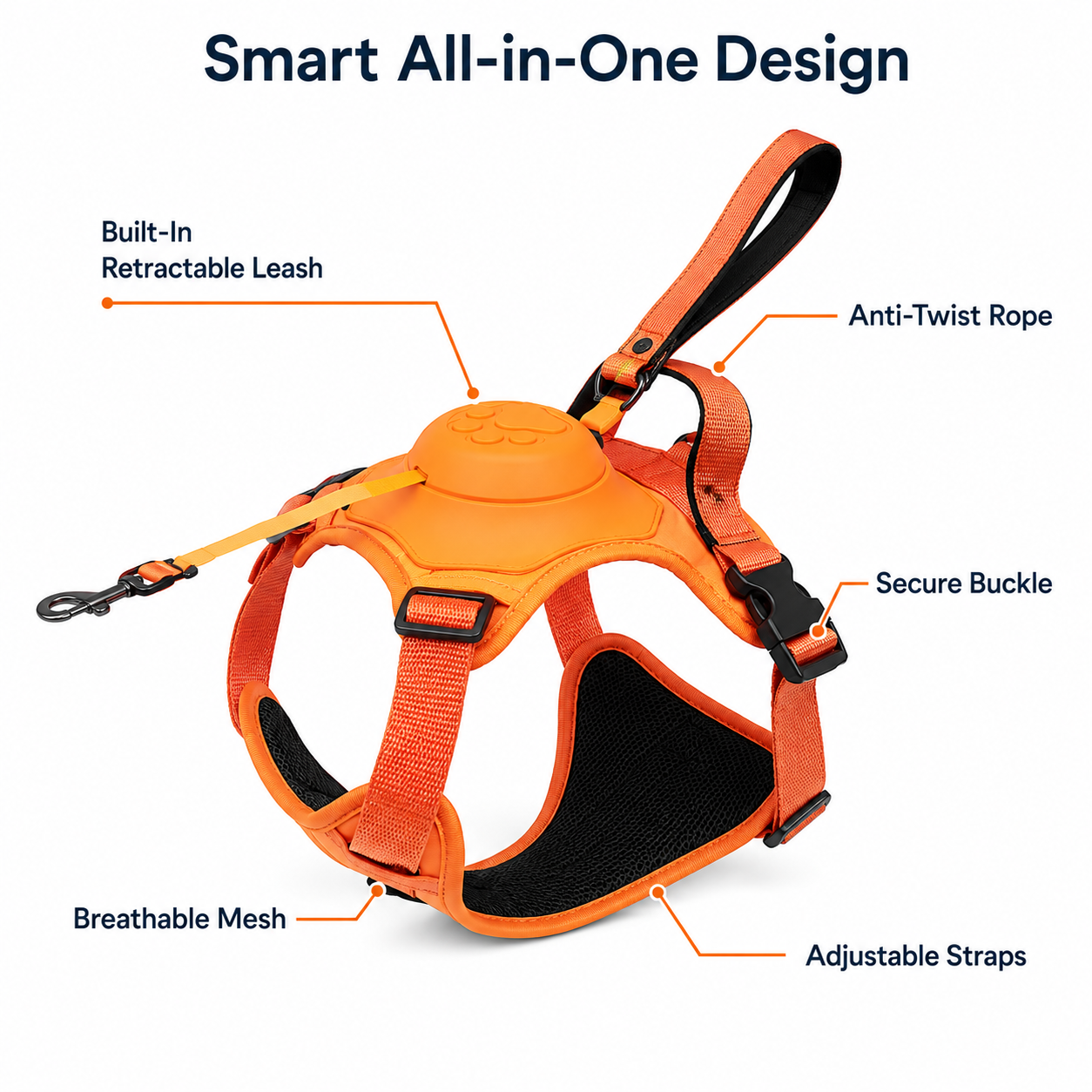 Dog Harness and Automatic Retractable Leash Kit