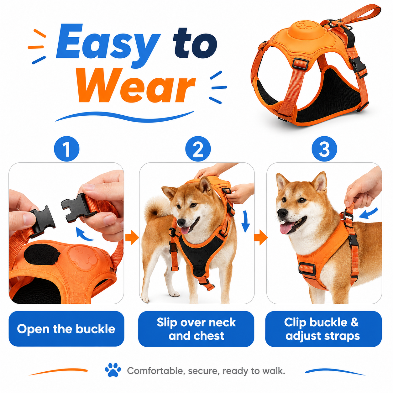 Dog Harness and Automatic Retractable Leash Kit