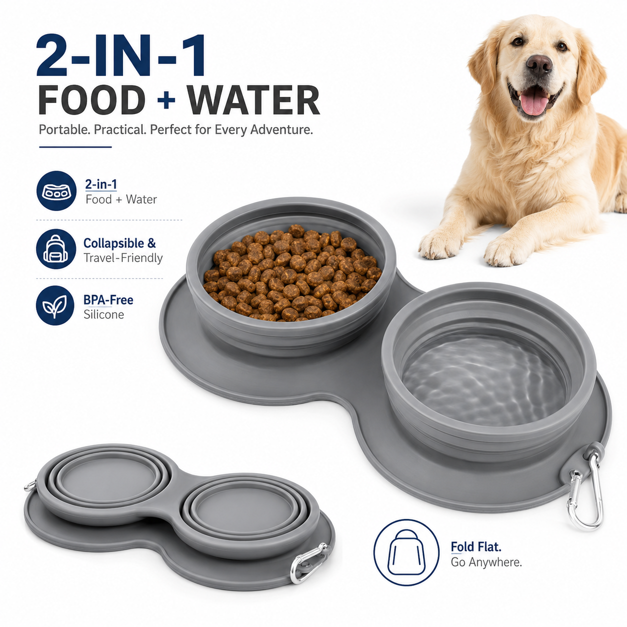 Silicone Foldable Slow Feeding Pet Bowl