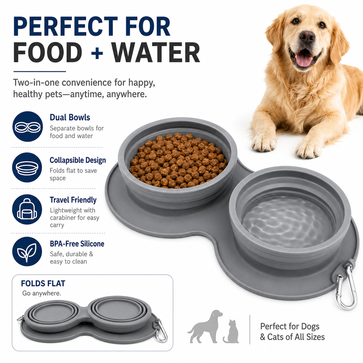 Silicone Foldable Slow Feeding Pet Bowl