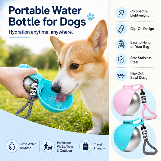 Portable Dog Water Bottle with Bowl