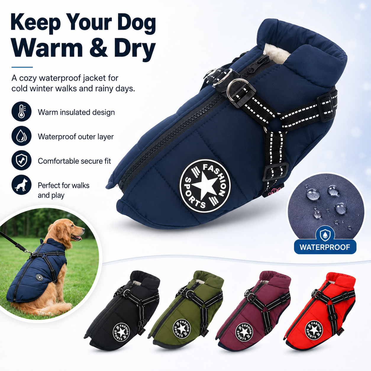 Waterproof Dog Harness Jacket