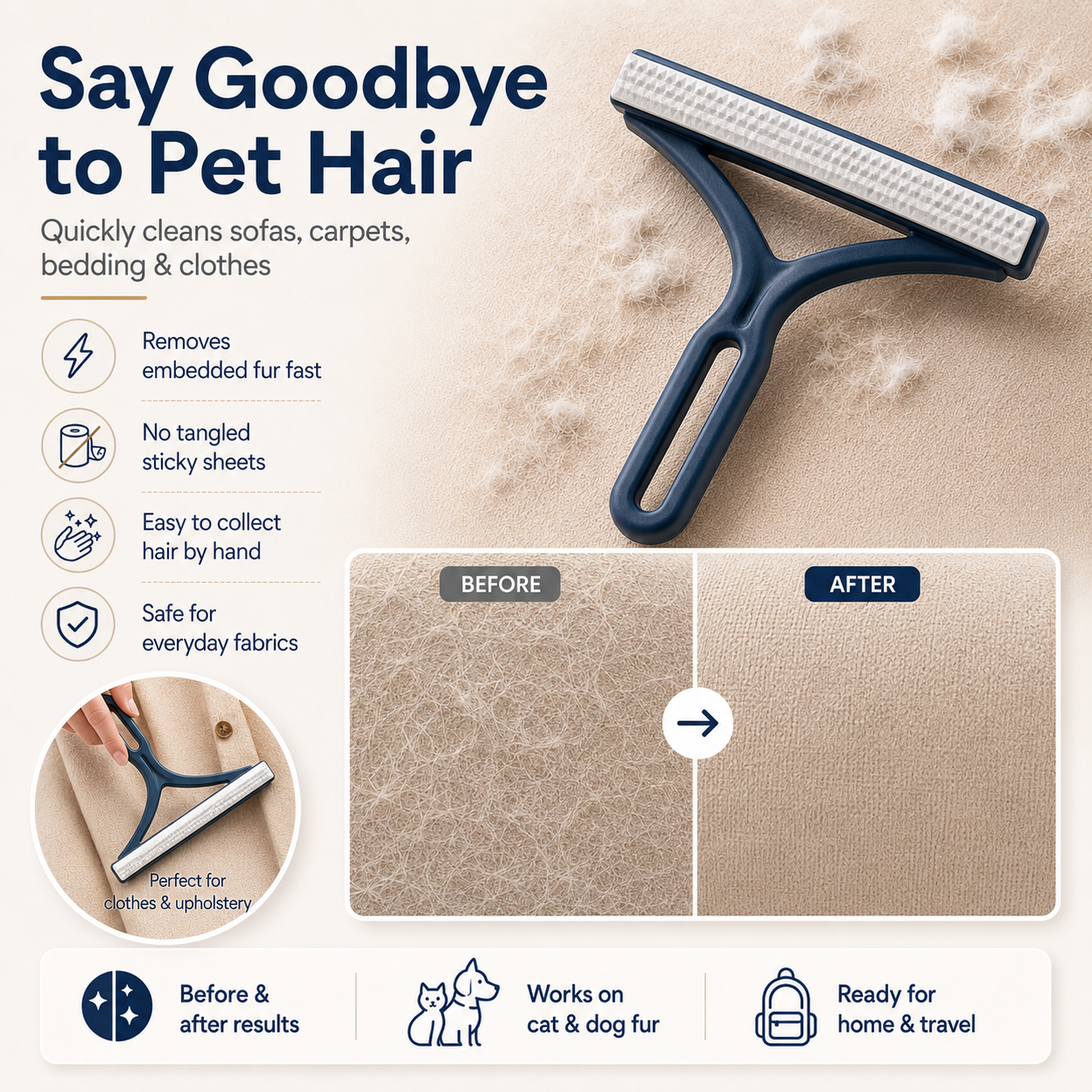 Silicone Double Sided Pet Hair & Lint Remover