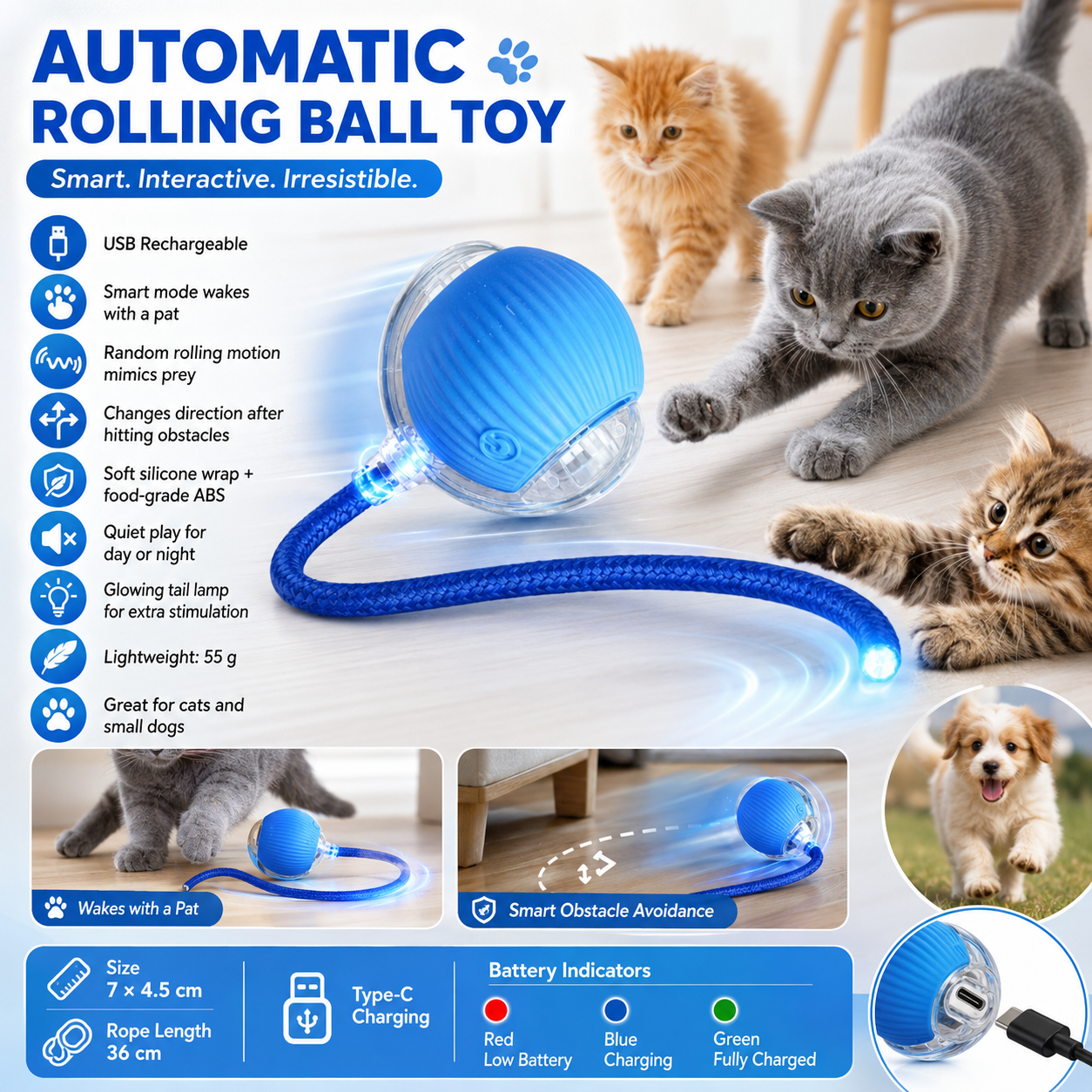 Automatic Rolling Ball Cat Toy
