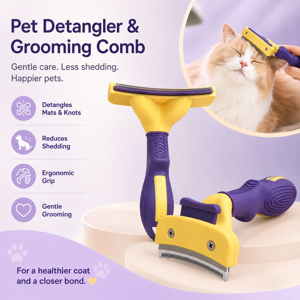 Pet Detangler & Grooming Comb